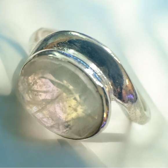 Natural Rainbow Moonstone Sterling Silver Ring - 7.5 - Picture 11 of 11